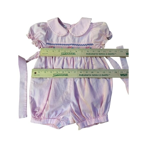 Vintage Allison Ann Smocked Sun Suit Infant Girls 24 Mo Pink - Picture 11 of 13
